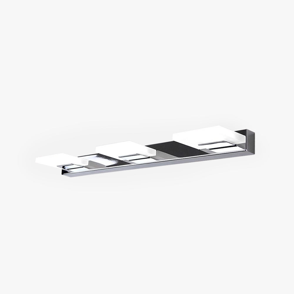 Modern Square LED Vanity Light Wall Sconce – Metal & Acrylic, Silver Finish, Rotatable Bulb for Bathroom Mirror Lighting | Thomler