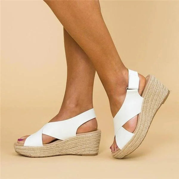 Women's Orthopedic Wedge Espadrilles with Elastic Straps – Cushioned Slip-On Summer Shoes for All-Day Comfort, Casual Outdoor Walking | Thomler