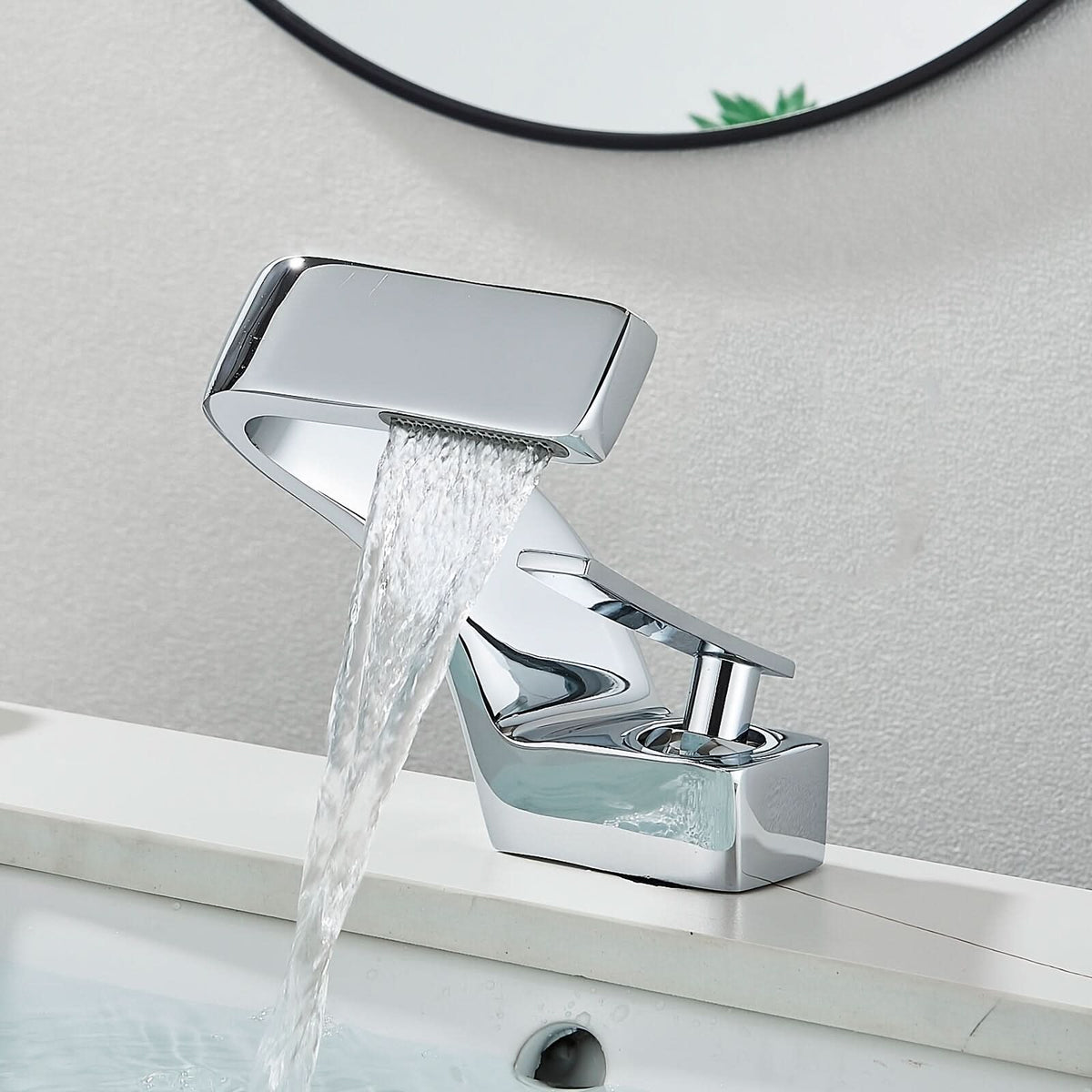 Single-Hole Waterfall Sink Faucet – 304 Stainless Steel Basin Mixer Tap for Modern Bathroom Vanities & Vessel Sinks | Thomler