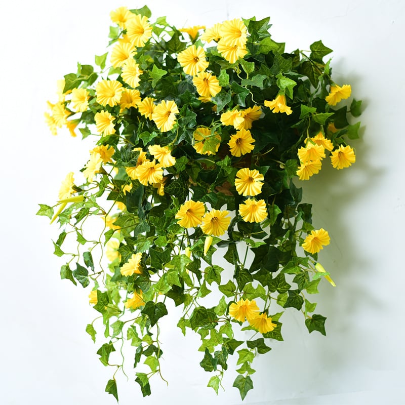 Faux Morning Glory Vine 35 in – 44 Blooms UV-Resistant Artificial Climbing Plant for Fence Porch Indoor Outdoor Décor | Thomler