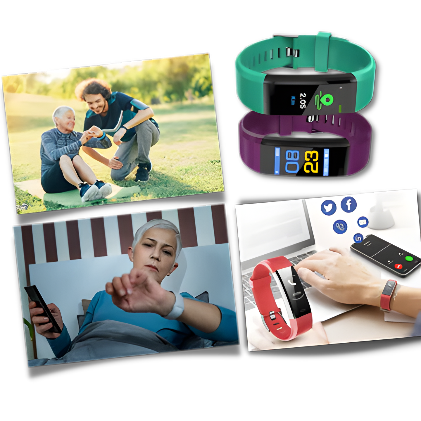 Health Tracking Watch with Heart Rate & Blood Pressure Monitor for Older Adults | Easy-to-Read LED Display | USB Rechargeable Fitness Tracke | Thomler