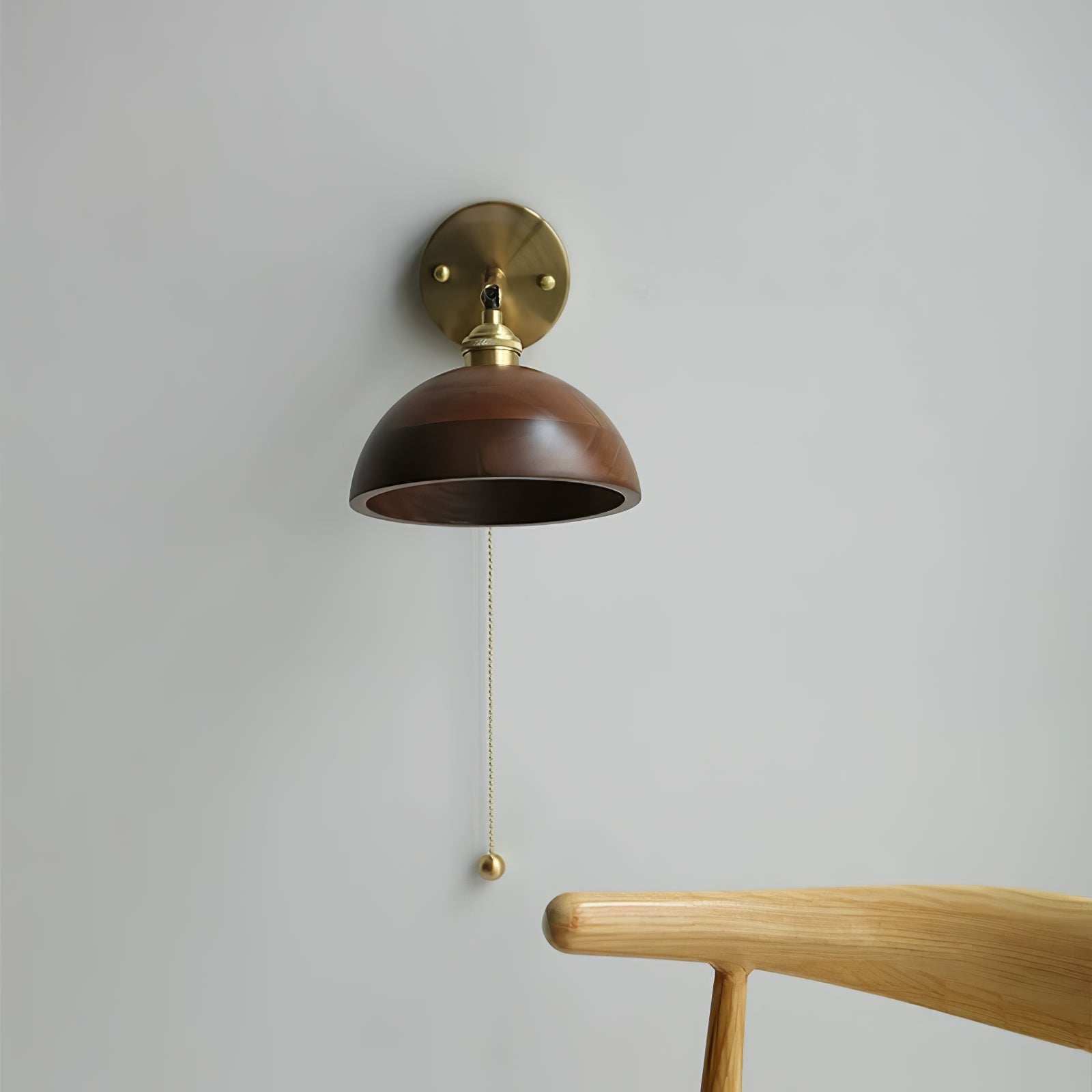 Wooden Wall Sconce 6.3 in to 7.1 in Walnut Indoor Accent Lighting for Living Room Bedroom Hallway Decor | Thomler