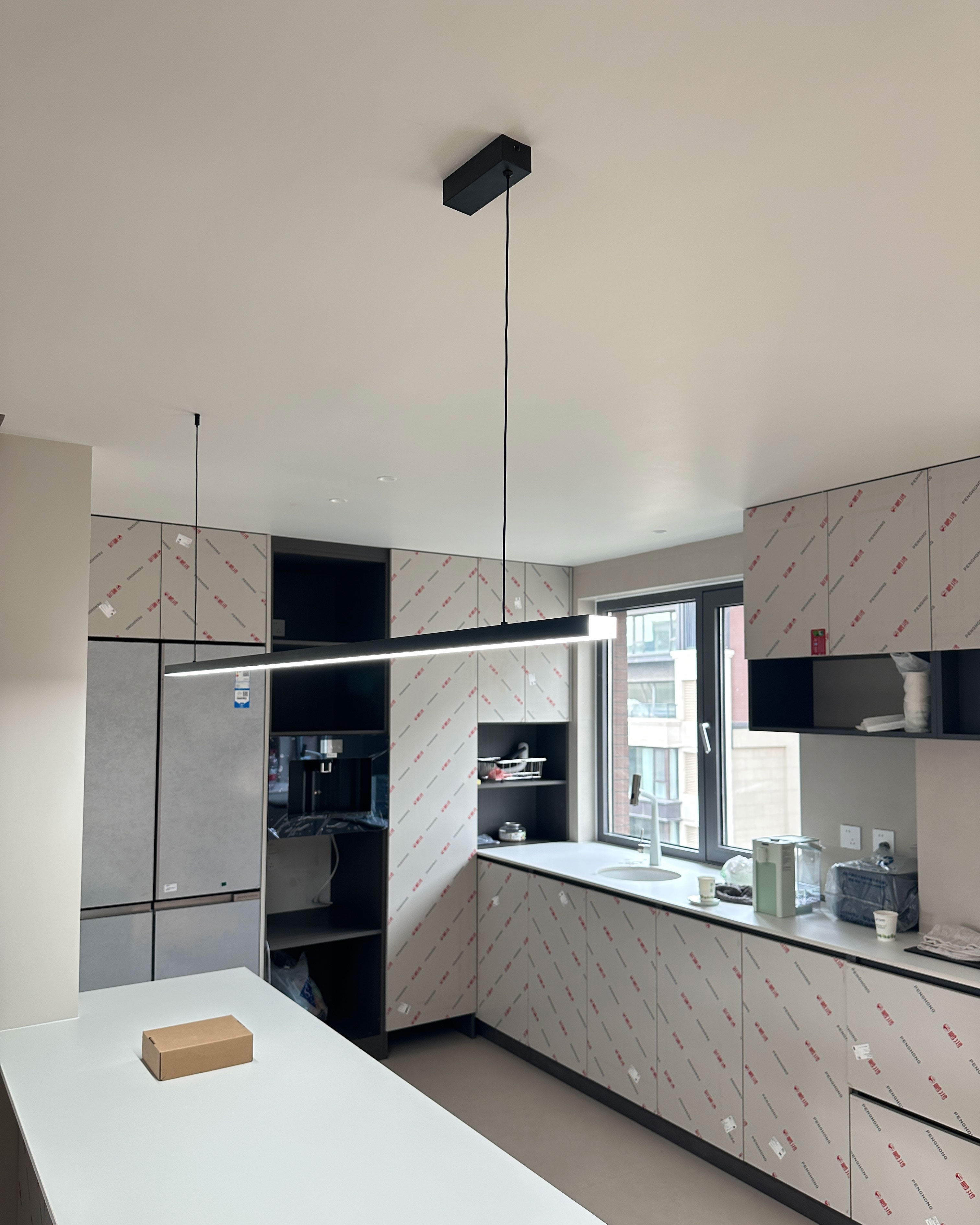 Linear Pendant Light Metal 39 in Adjustable Kitchen Island LED Warm White 3000K-6000K Modern Dining Room Hanging Lamp | Thomler