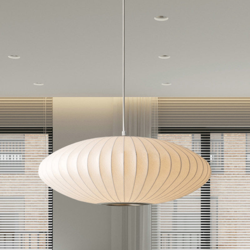 White Fabric Drum Pendant Light with Adjustable Cord for Kitchen Island Dining Room Bedroom Living Room Modern Ceiling Fixture | Thomler