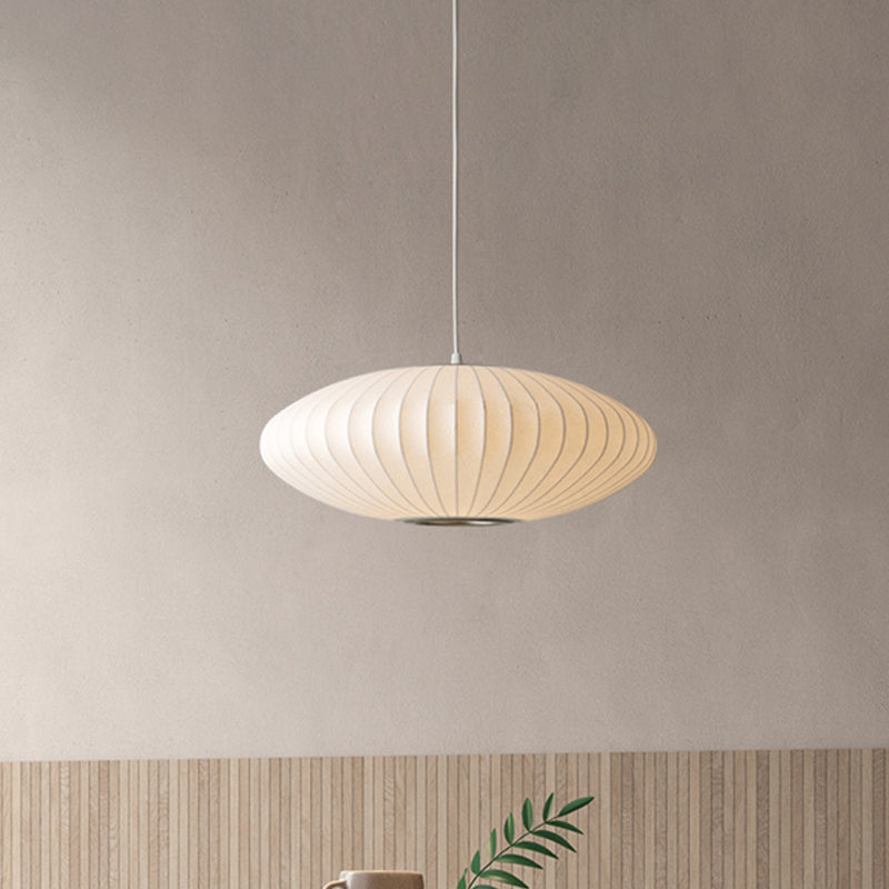 White Fabric Drum Pendant Light with Adjustable Cord for Kitchen Island Dining Room Bedroom Living Room Modern Ceiling Fixture | Thomler