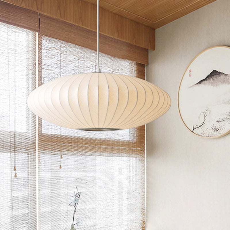 White Fabric Drum Pendant Light with Adjustable Cord for Kitchen Island Dining Room Bedroom Living Room Modern Ceiling Fixture | Thomler