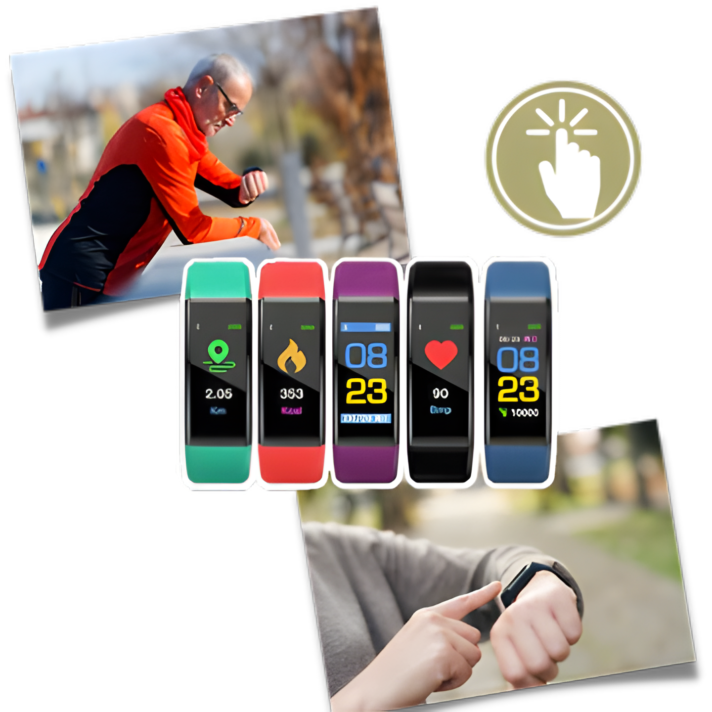 Health Tracking Watch with Heart Rate & Blood Pressure Monitor for Older Adults | Easy-to-Read LED Display | USB Rechargeable Fitness Tracke | Thomler