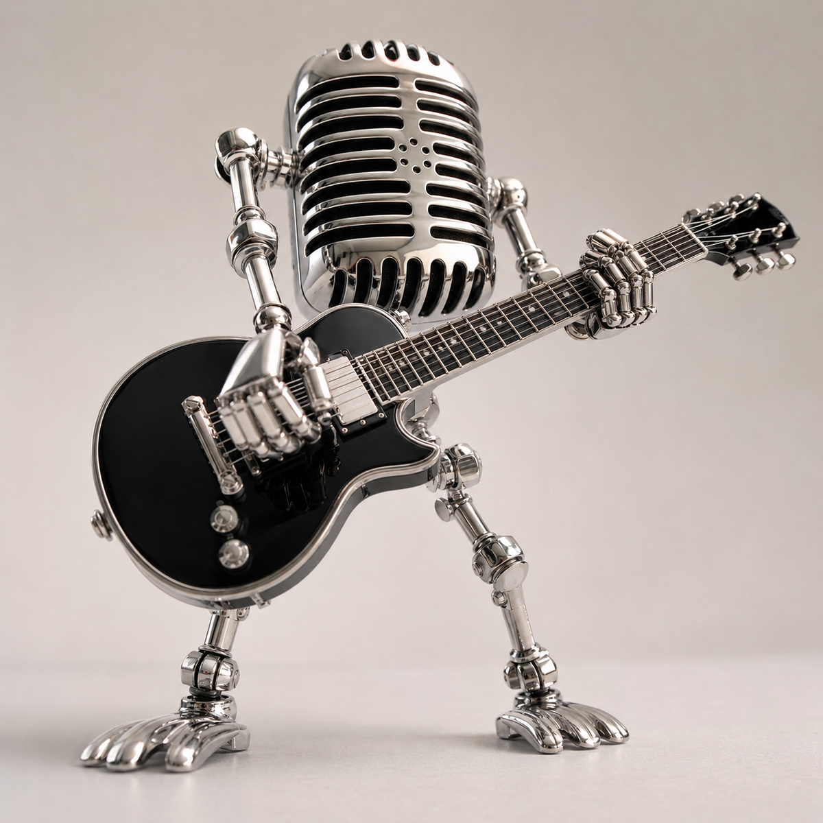 Metal Robot Figure Desk Lamp with Guitar & Adjustable Light for Bedroom Nightstand | Thomler