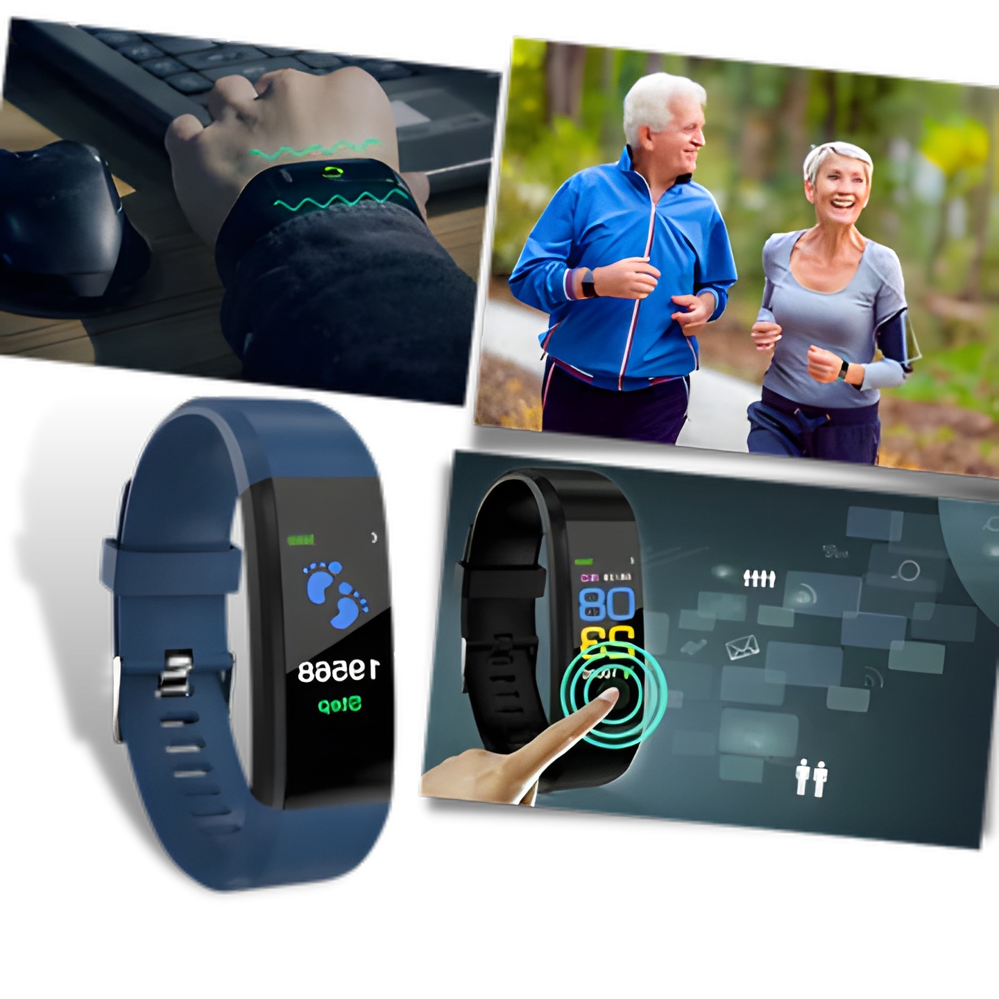 Health Tracking Watch with Heart Rate & Blood Pressure Monitor for Older Adults | Easy-to-Read LED Display | USB Rechargeable Fitness Tracke | Thomler