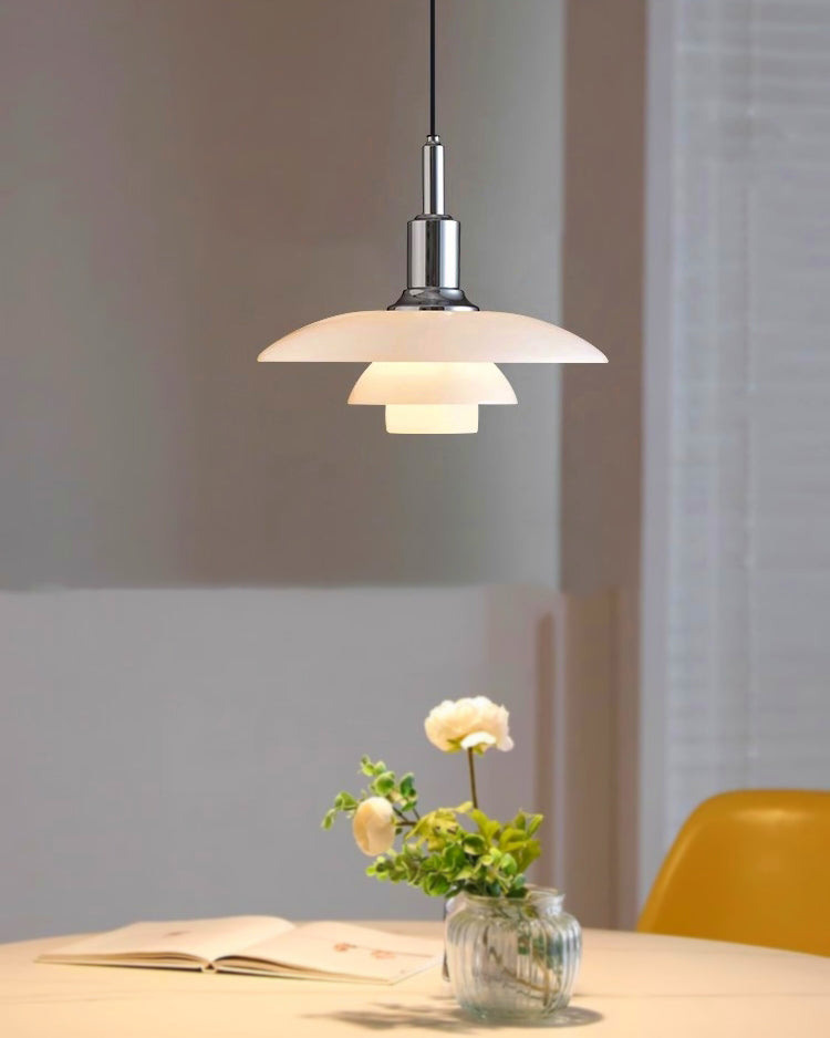 Pendant Light Glass 28.0 cm White Dining Room Scandinavian Hanging Ceiling Lamp Adjustable Cord E27 Soft Ambient Lighting | Thomler