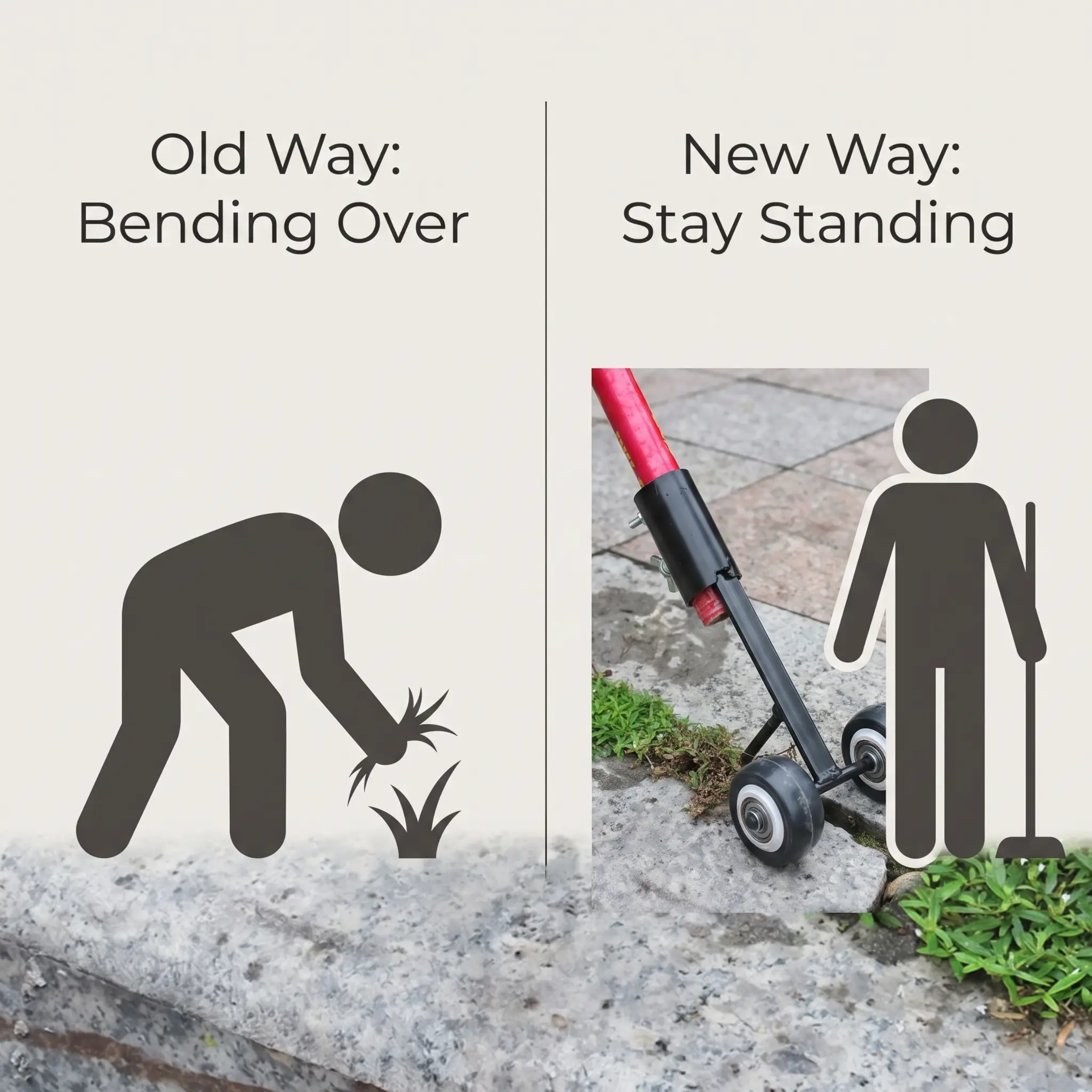 Dual-Hook Manual Weeding Tool for Pavement Cracks, Patio Joints & Driveways – Root Extraction Hand Weeder for Sidewalks, Patios & Garden Pat | Thomler