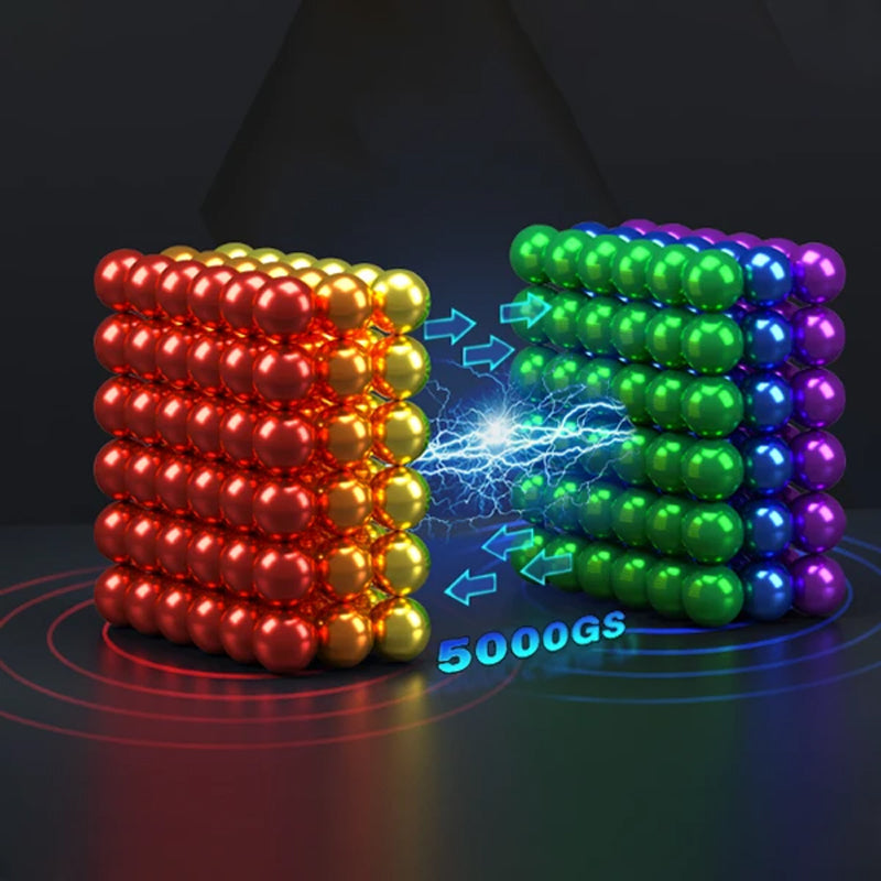 Magnetic Desk Spheres Stress Relief Fidget Set with 216 Mini Building Balls for Creative Puzzle Play Adults Kids STEM Toy | Thomler