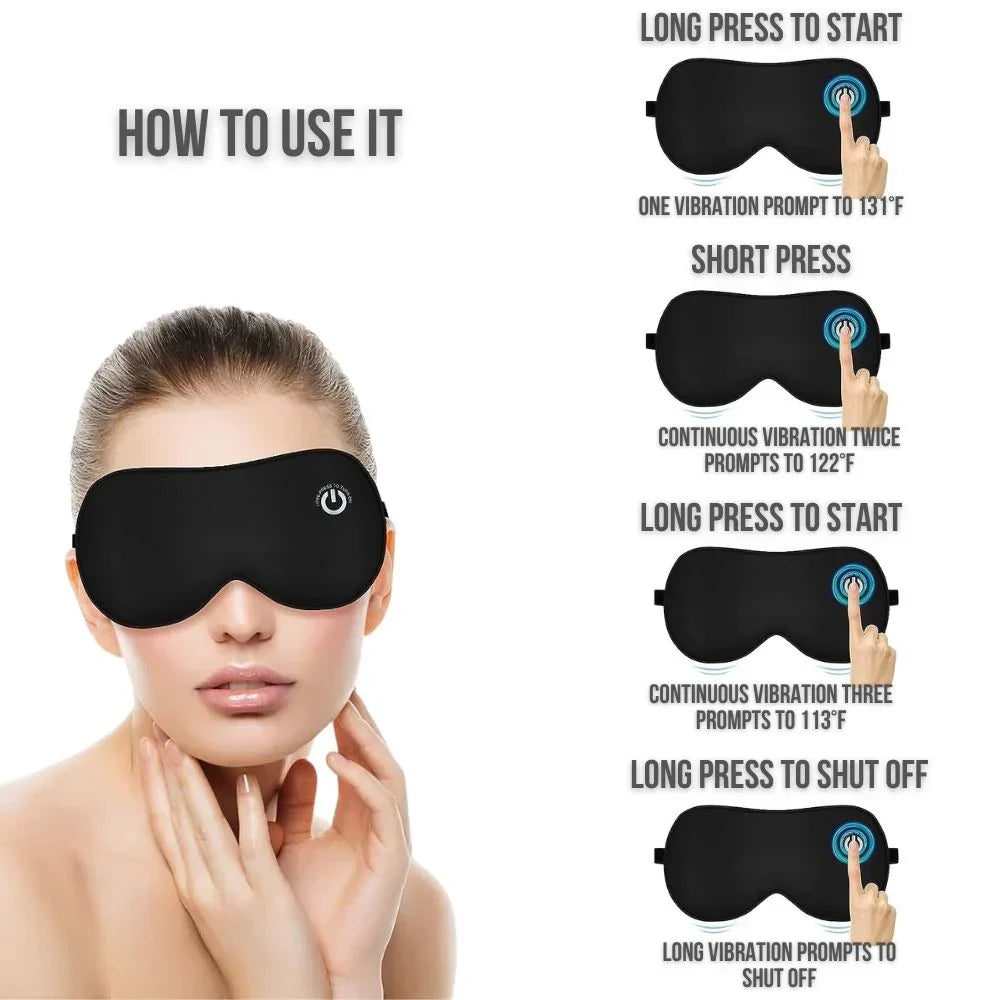 Cordless Heated Eye Mask with 3 Heat Settings & USB Charging for Sleep & Relaxation | Thomler