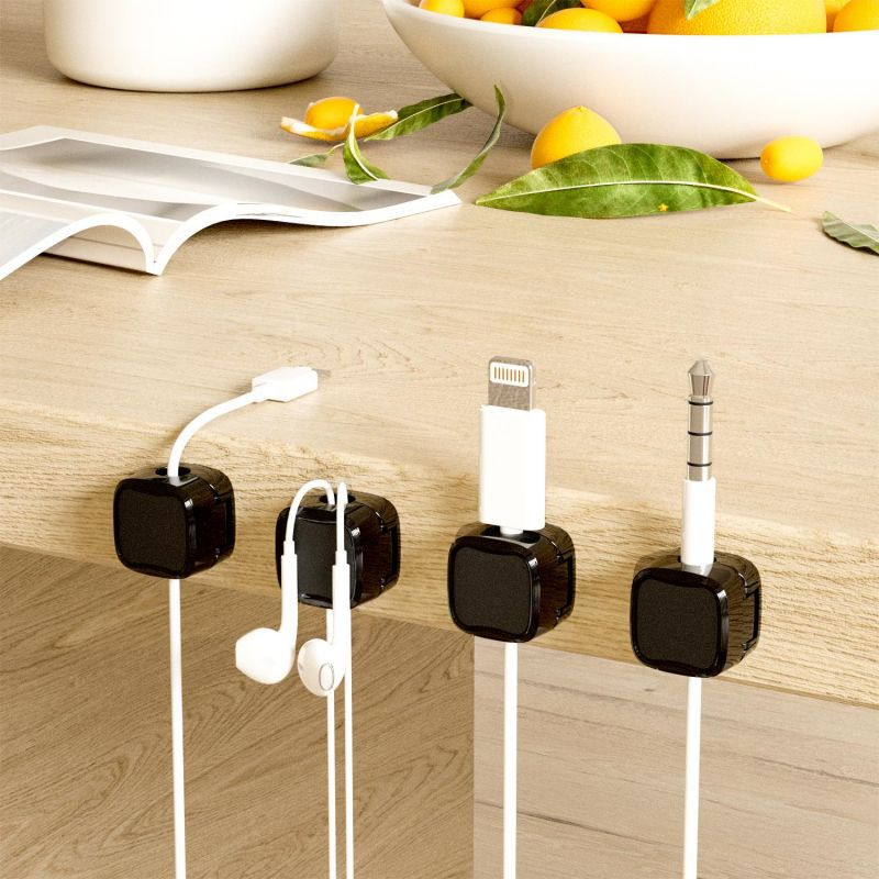 Magnetic Cable Organizer Clips for Desk – 6-Pack Wire Management Holders with Strong Magnets for USB Charging Cords & Headphones | Thomler