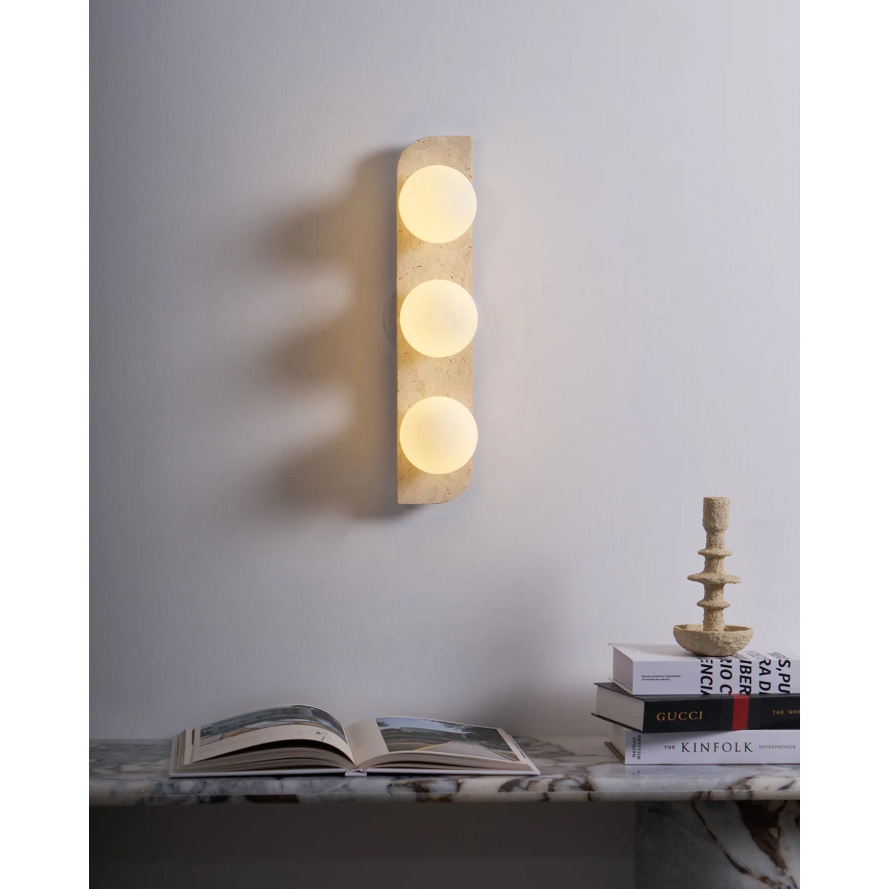 Wall Lamp Travertine Glass G9 Beige Living Room Hallway Bathroom Minimalist Japandi Ambient Lighting | Thomler