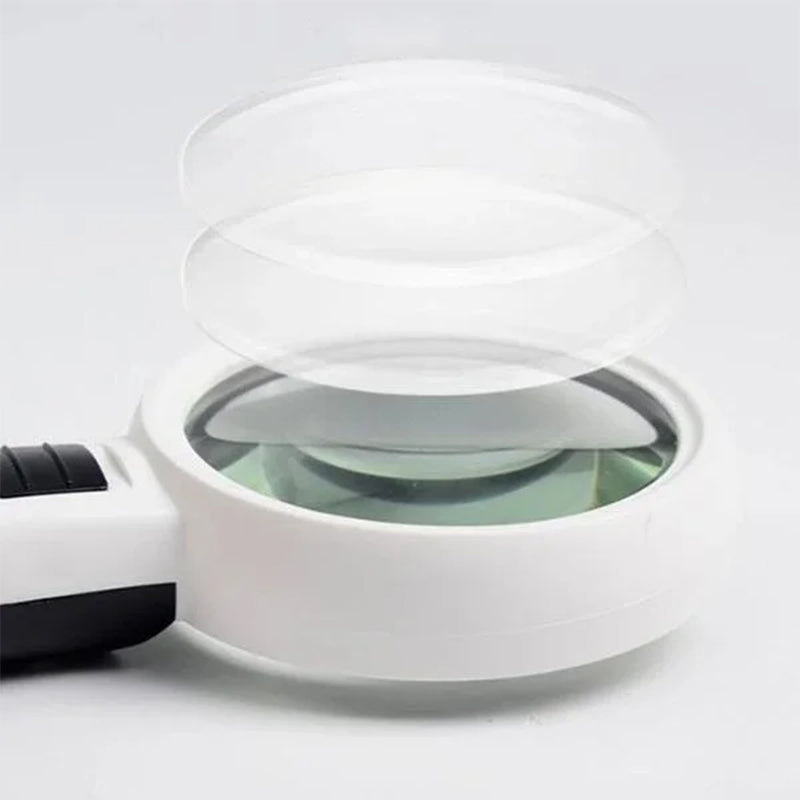 Illuminated Desktop Magnifier with 30X Magnification and 12 LED Lights for Reading Small Print, Labels, Books, Maps, Coins, Jewelry, Hobbies | Thomler