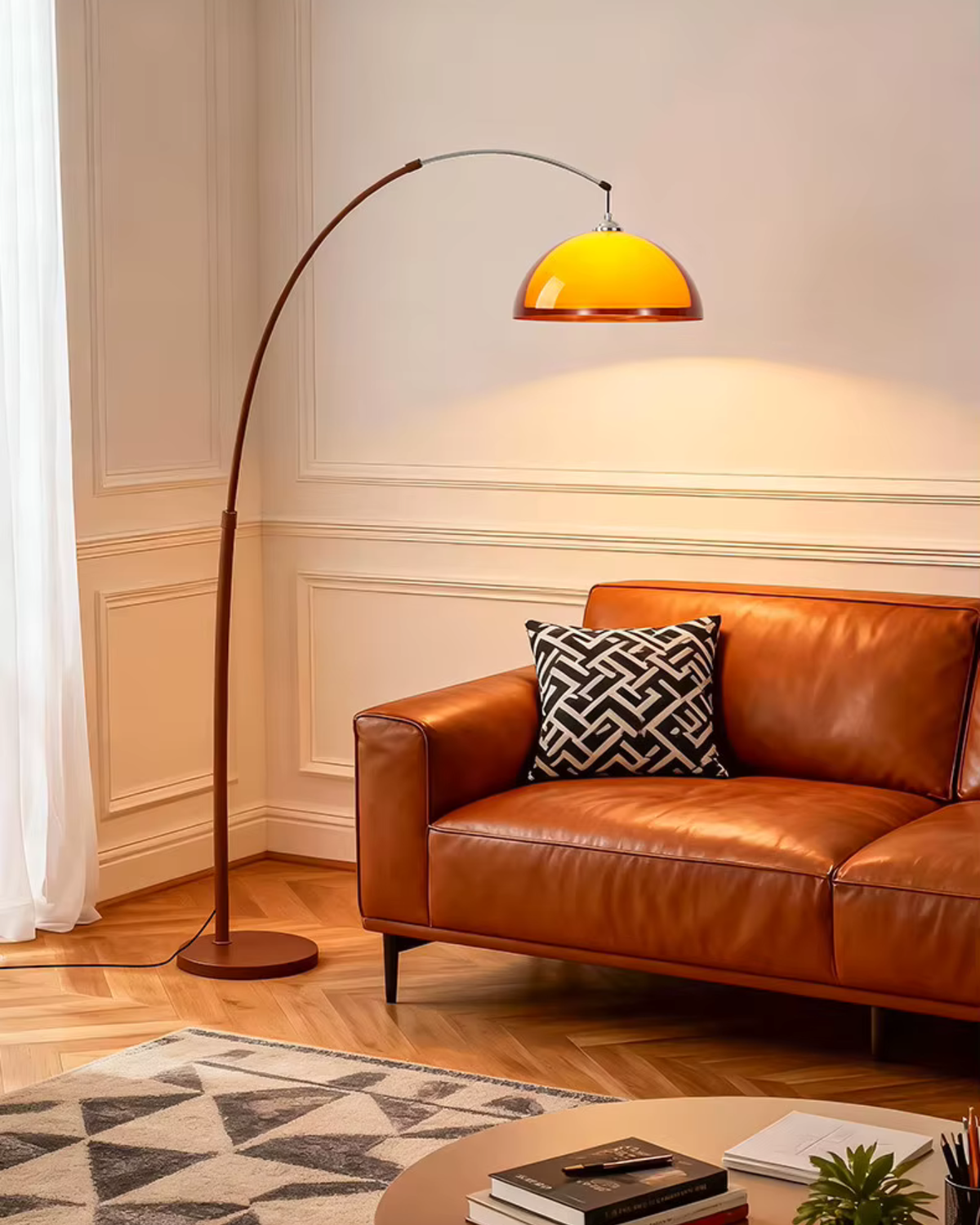 Arched Standing Lamp with Telescoping Reach and Swiveling Dome for Living Rooms and Reading Nooks | Thomler