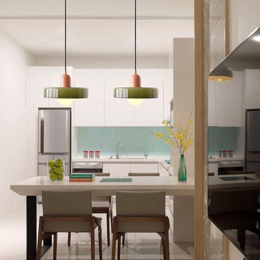 Pendant Light Glass Shade G9 15W Retro Kitchen Dining Room Hanging Ceiling Lamp Colourful Modern Interior Lighting | Thomler