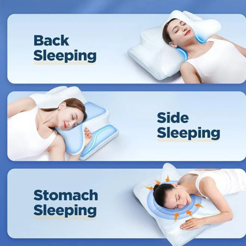 Contoured Memory Foam Sleep Pillow for Airway Support and Neck Alignment – Dual Height for Side and Back Sleepers, Breathable Mesh Cover | Thomler