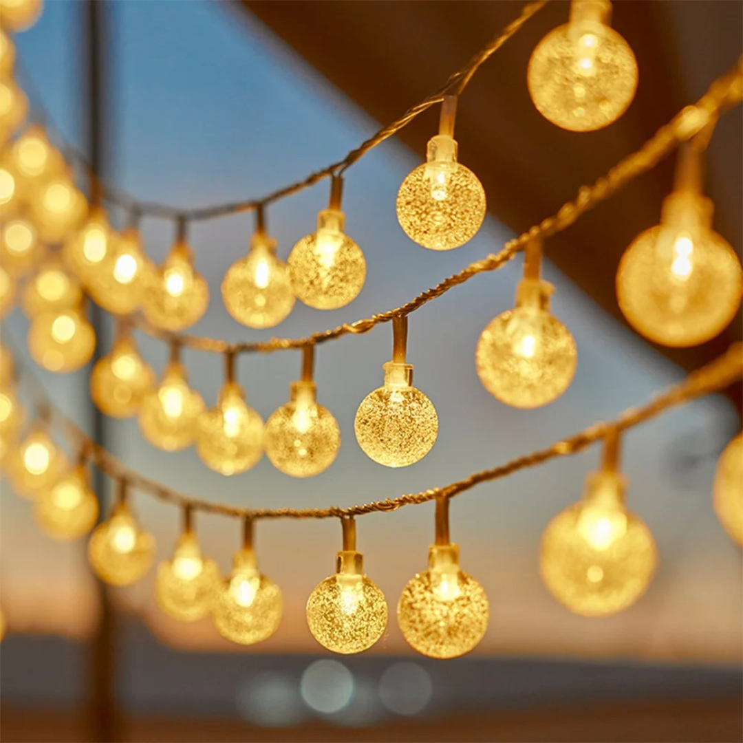 Solar String Lights Outdoor Waterproof 33ft LED Globe Fairy Lights for Patio Garden Camping Party Deck Yard Warm White Glow Wireless | Thomler