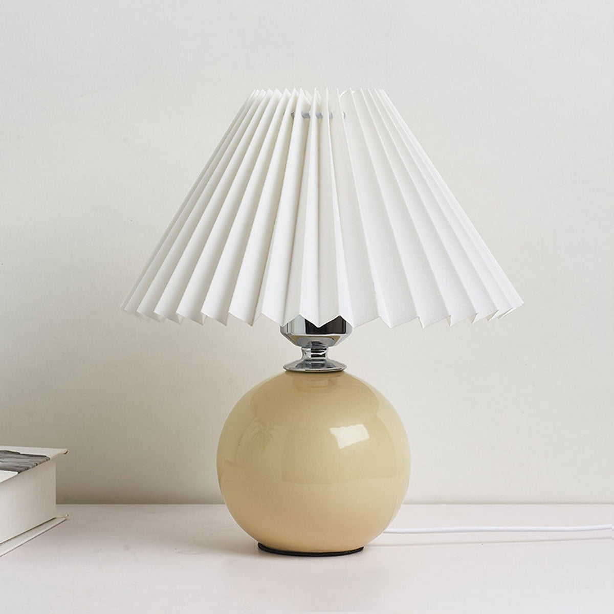 Ceramic Table Lamp with Fabric Shade – Modern Accent Lighting for Bedroom, Living Room & Home Office | Thomler