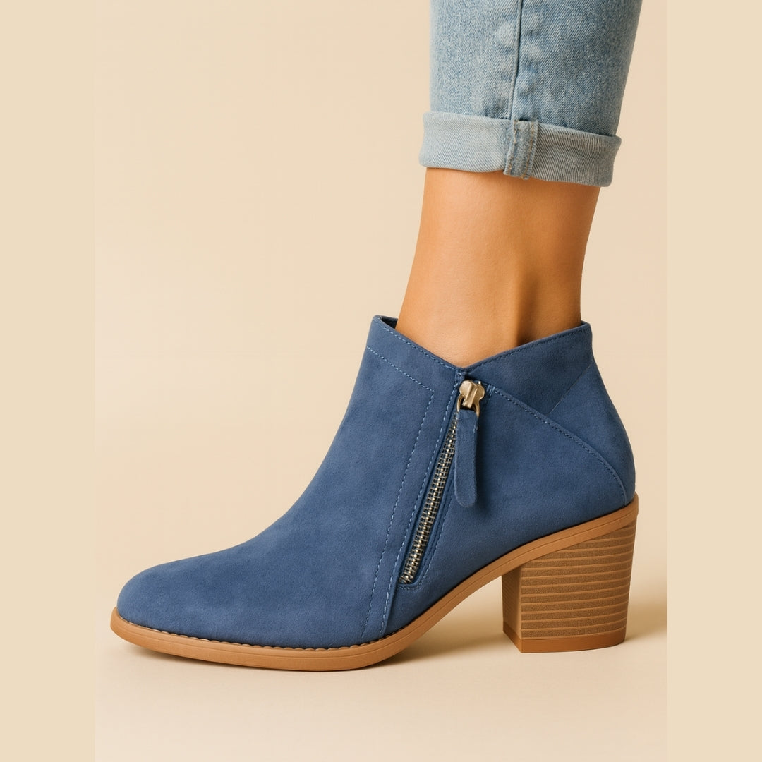 Women's Pointed-Toe Ankle Boots with Block Heel – Side Zip Bootie for Work, Casual & Evening Wear | Thomler