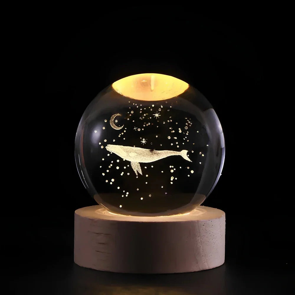 Cosmic Crystal Ball Night Light with LED Color Display | 25 Space Designs | USB Powered Galaxy Sphere Lamp for Bedroom, Living Room & Gift | Thomler