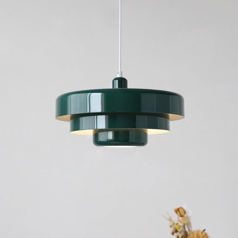Round Metal Pendant Light 14-Inch Industrial Farmhouse Ceiling Fixture for Kitchen Island Dining Room Bedroom E26 Socket Green Orange | Thomler