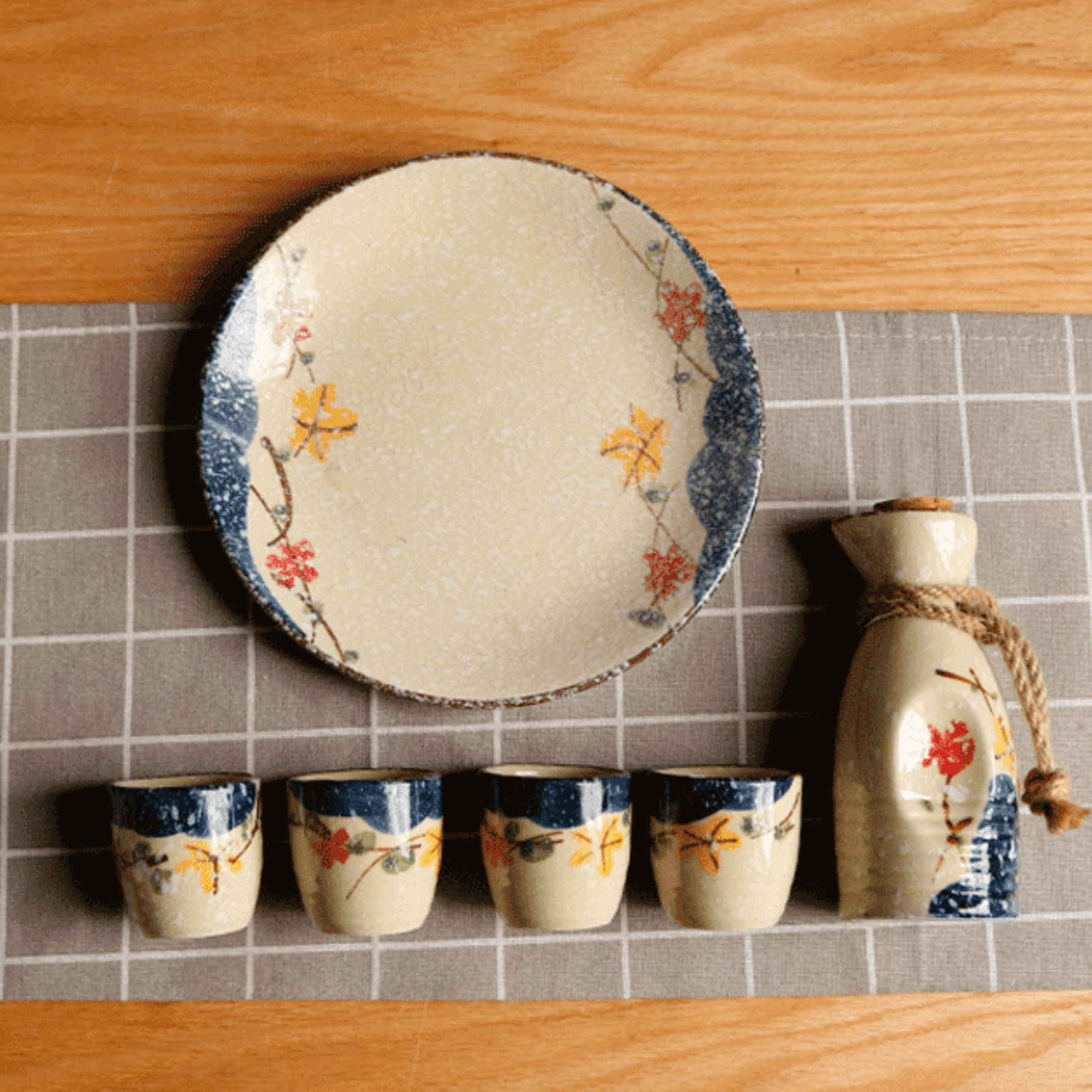 Handcrafted Ceramic Sake Serving Set Cherry Blossom Design Tokkuri Flagon Ochoko Cups Traditional Japanese Drinkware for Home Entertaining G | Thomler