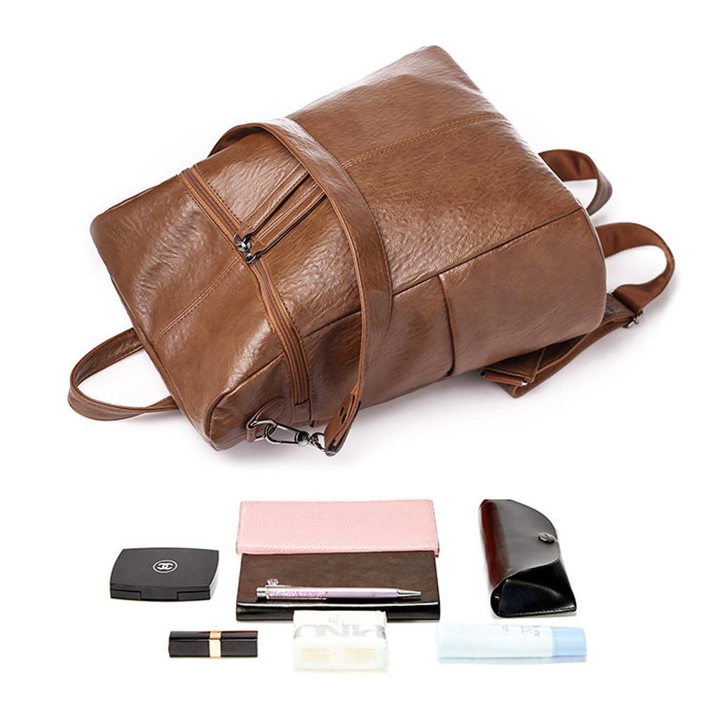 Genuine Leather Backpack with Multiple Compartments for Work School Travel Everyday Carry Women's Stylish Daypack | Thomler