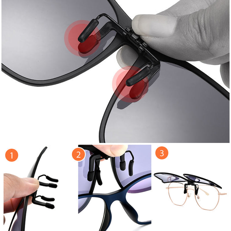 Magnetic Clip-On Polarized Sunglasses Adapter for Prescription Glasses UV Protection Flip-Up Lenses Driving Eyewear Accessory for Eyeglasses | Thomler