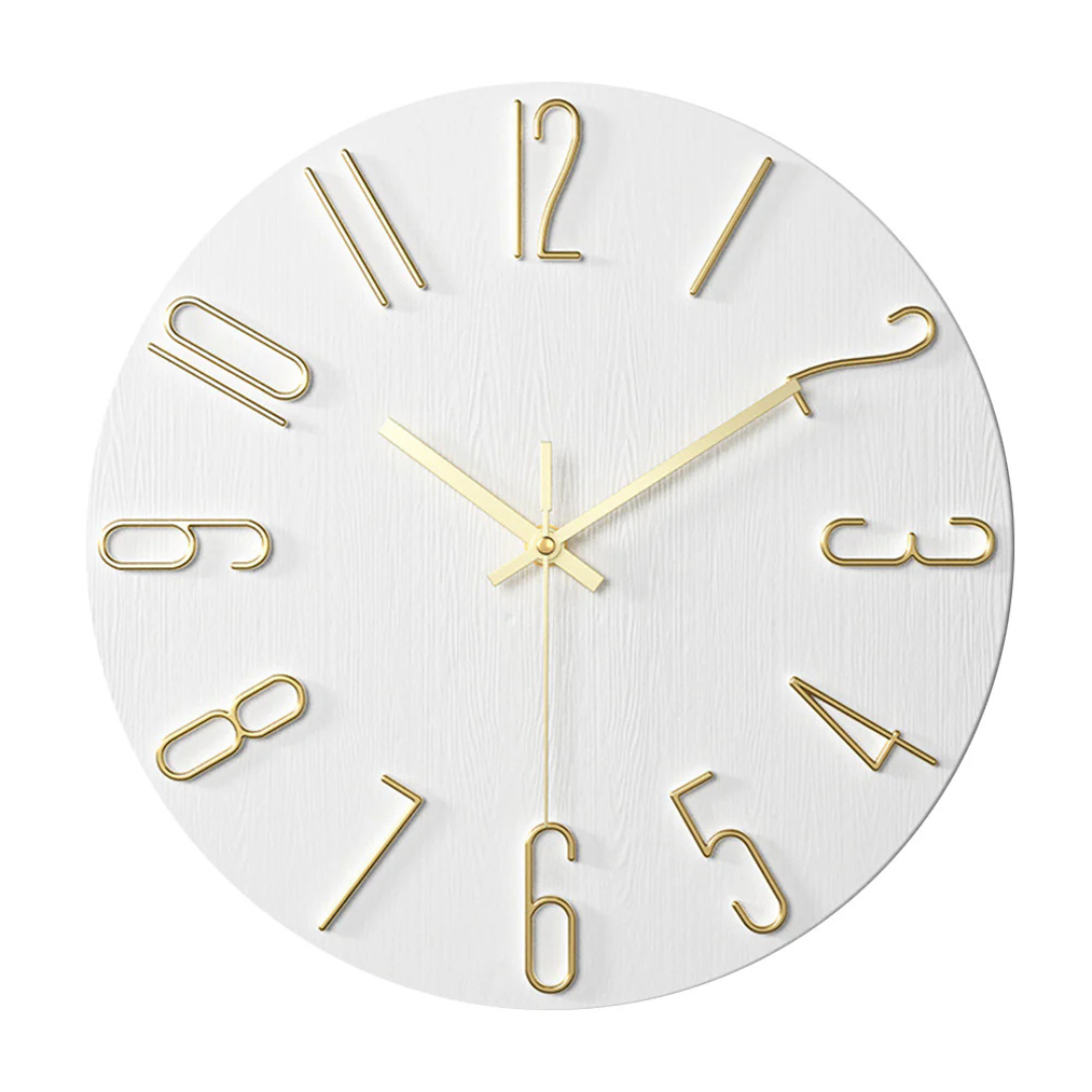Wall Clock Plastic 30.0 cm Brown Silent Quartz Living Room Bedroom Minimalist Scandinavian Home Office Timepiece | Thomler