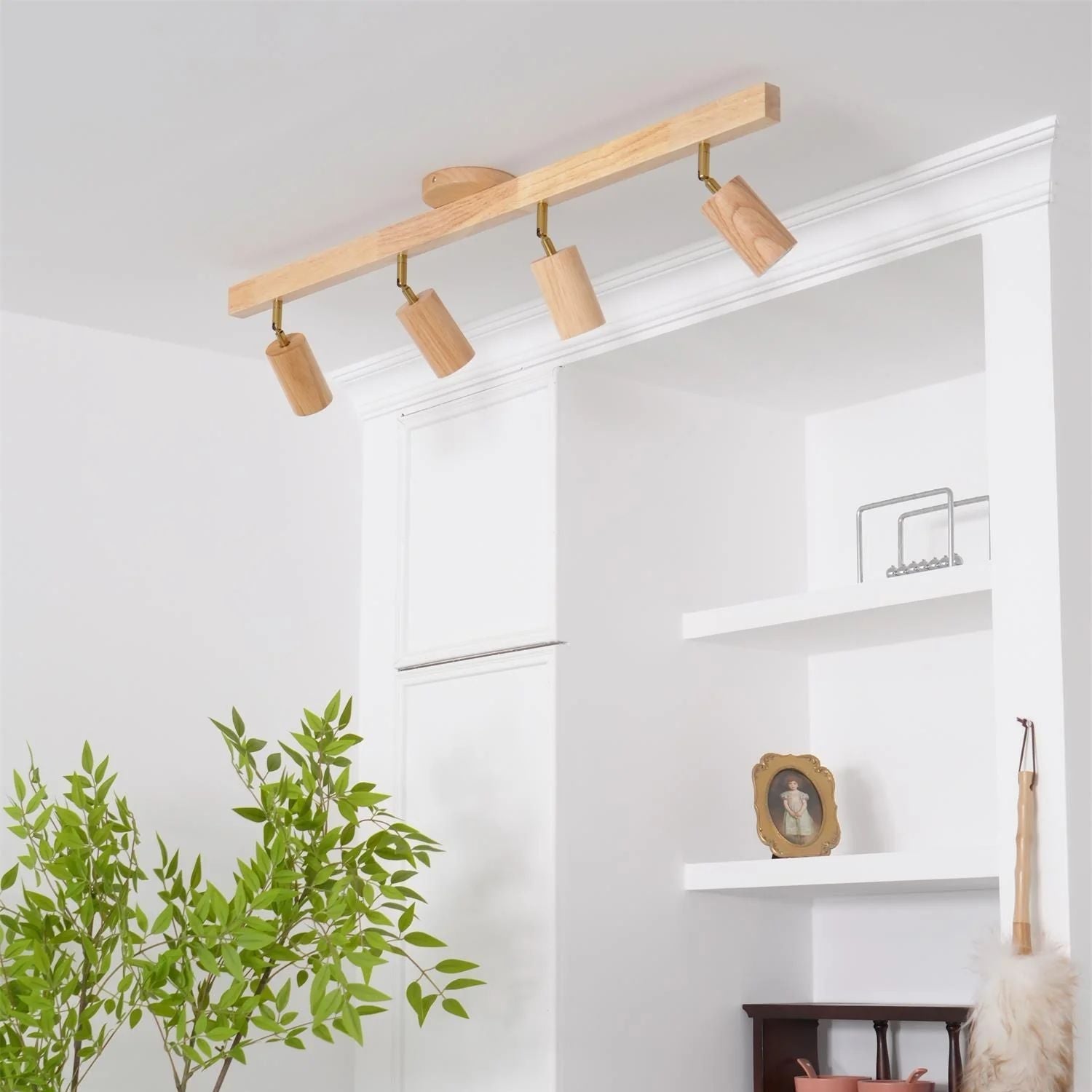 Ceiling Track Light Wood 60.0 cm Adjustable LED Spotlights Living Room Kitchen Hallway Modern Lighting | Thomler