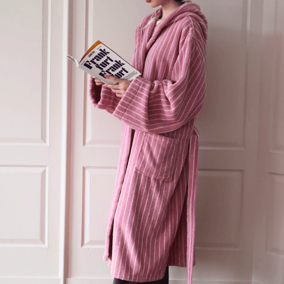 Heavyweight Striped Jacquard Organic Cotton Spa Bathrobe for Women & Men | Thomler