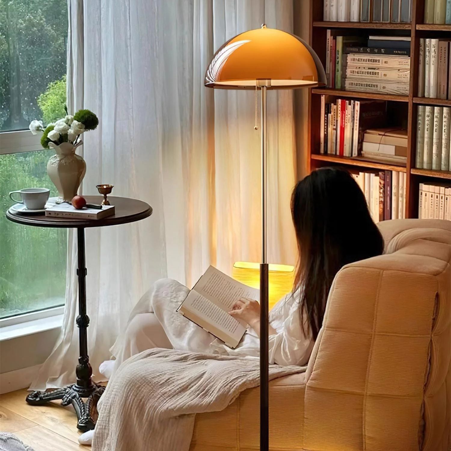 Floor Lamp Wood Metal Amber 160.0 cm Living Room Reading Light Retro Modern Mood Lighting | Thomler