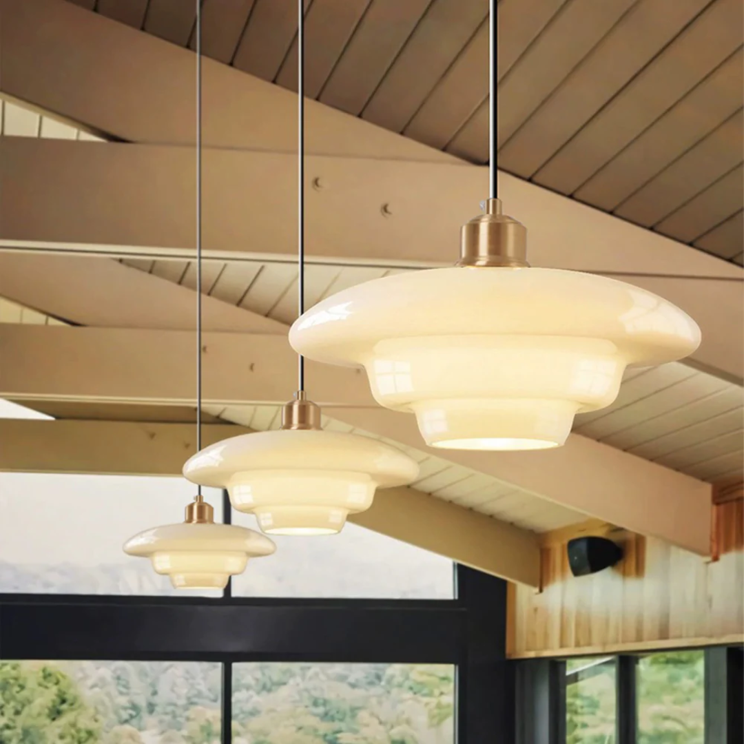 Pendant Light Glass Adjustable 120.0 cm Cream Gold Dining Room Kitchen Island Hanging Ceiling Lamp | Thomler