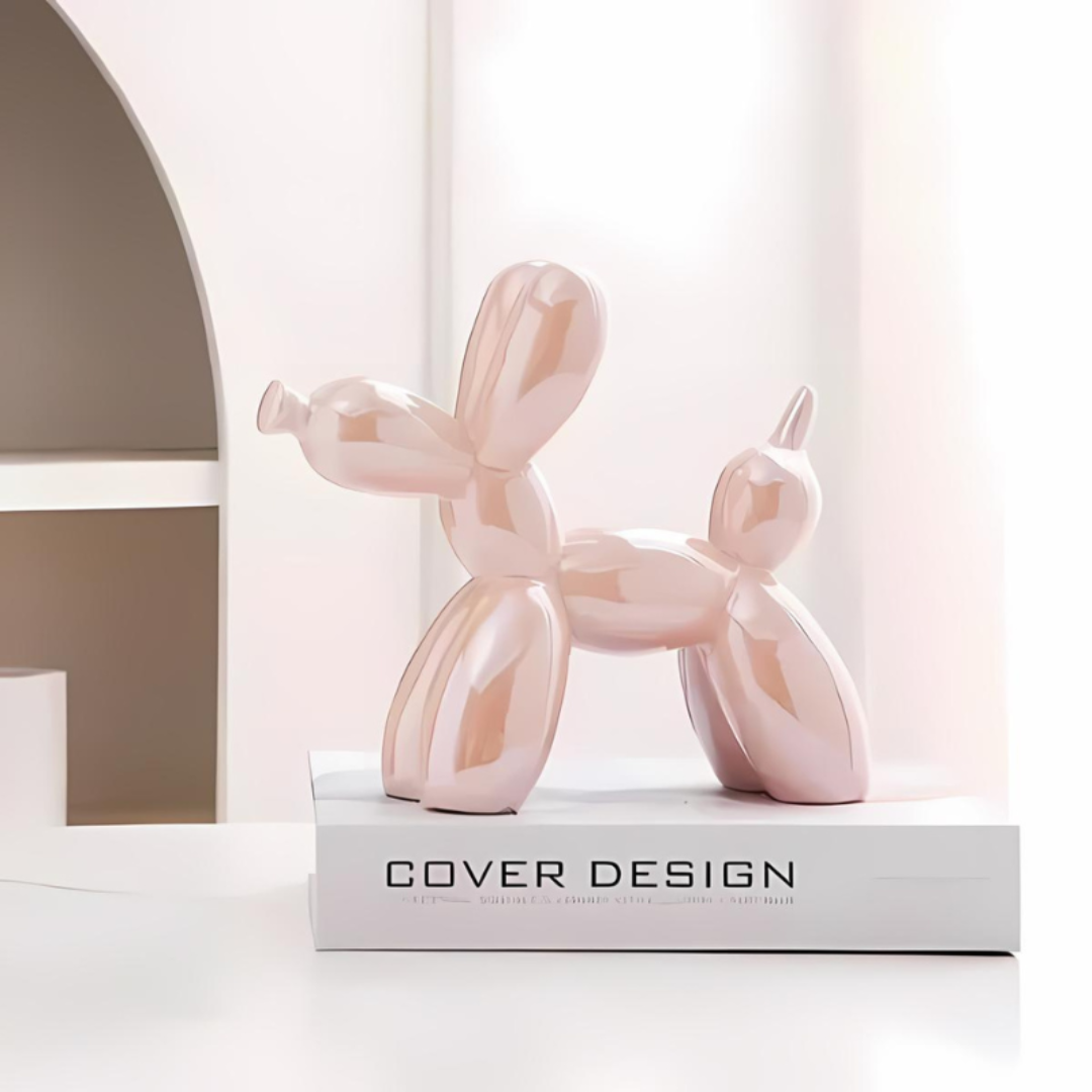 Ceramic Balloon Dog Sculpture – Glossy Tabletop Art Accent for Shelves, Mantels & Desks – Pop Art Style Home Decor Statement Piece | Thomler