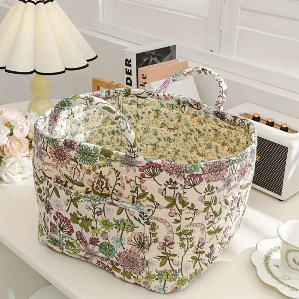 Fabric Storage Bin with Botanical Print – Collapsible Organizer for Closet, Shelf & Dresser – Lightweight Canvas Cube for Shoes, Linens & | Thomler