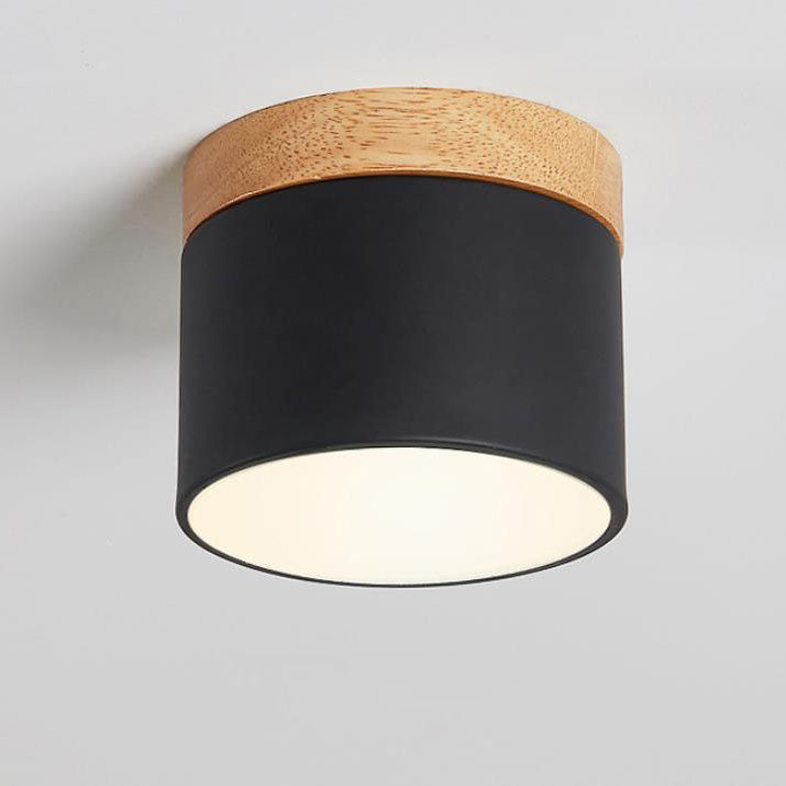 Flush Mount Ceiling Light Iron Solid Wood PVC 3.94 in Modern Hallway Living Room Bedroom 7W 700lm LED Adjustable Color Temperature White Black Pink Blue Green Gray Gold | Thomler