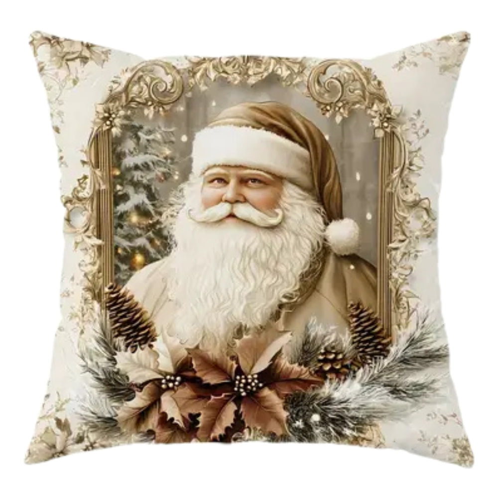 Holiday Throw Pillow Covers Set | Festive Velvet Decorative Cases with Santa, Reindeer & Tree Designs | 18x18 Inch Soft Zippered Cushion | Thomler
