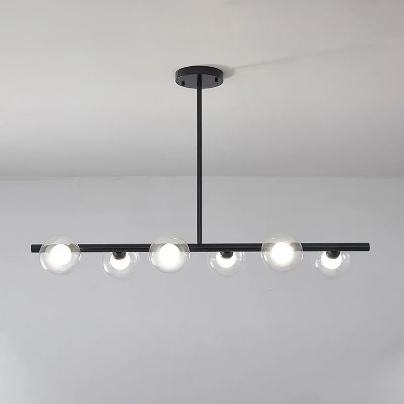 Kitchen Island Overhead Fixture with Textured Glass Globes 5 or 6 Heads Hanging for Dining Room | Thomler