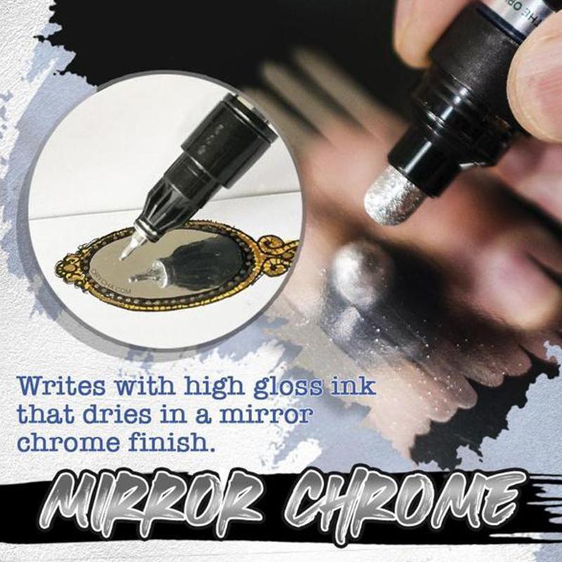 Reflective Chrome Ink Art Pen – Ultra-Glossy Metallic Writing Marker for Crafts, Glass, Plastic & More – 3 Tip Sizes Available | Thomler
