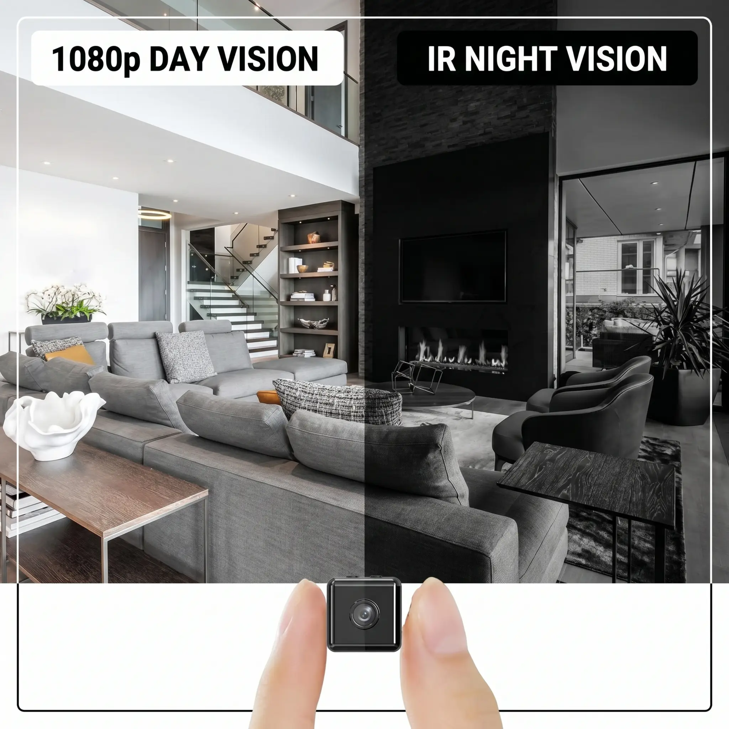 Compact HD Security Camera WiFi Enabled Weather-Resistant 1080p Live View Motion Detection Night Vision for Home Office Garage Porch | Thomler