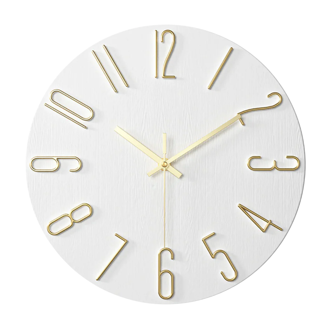 12-Inch Quartz Wall Clock – Minimalist Round Design for Home, Office, Bedroom & Kitchen – Silent Non-Ticking Battery Operated | Thomler