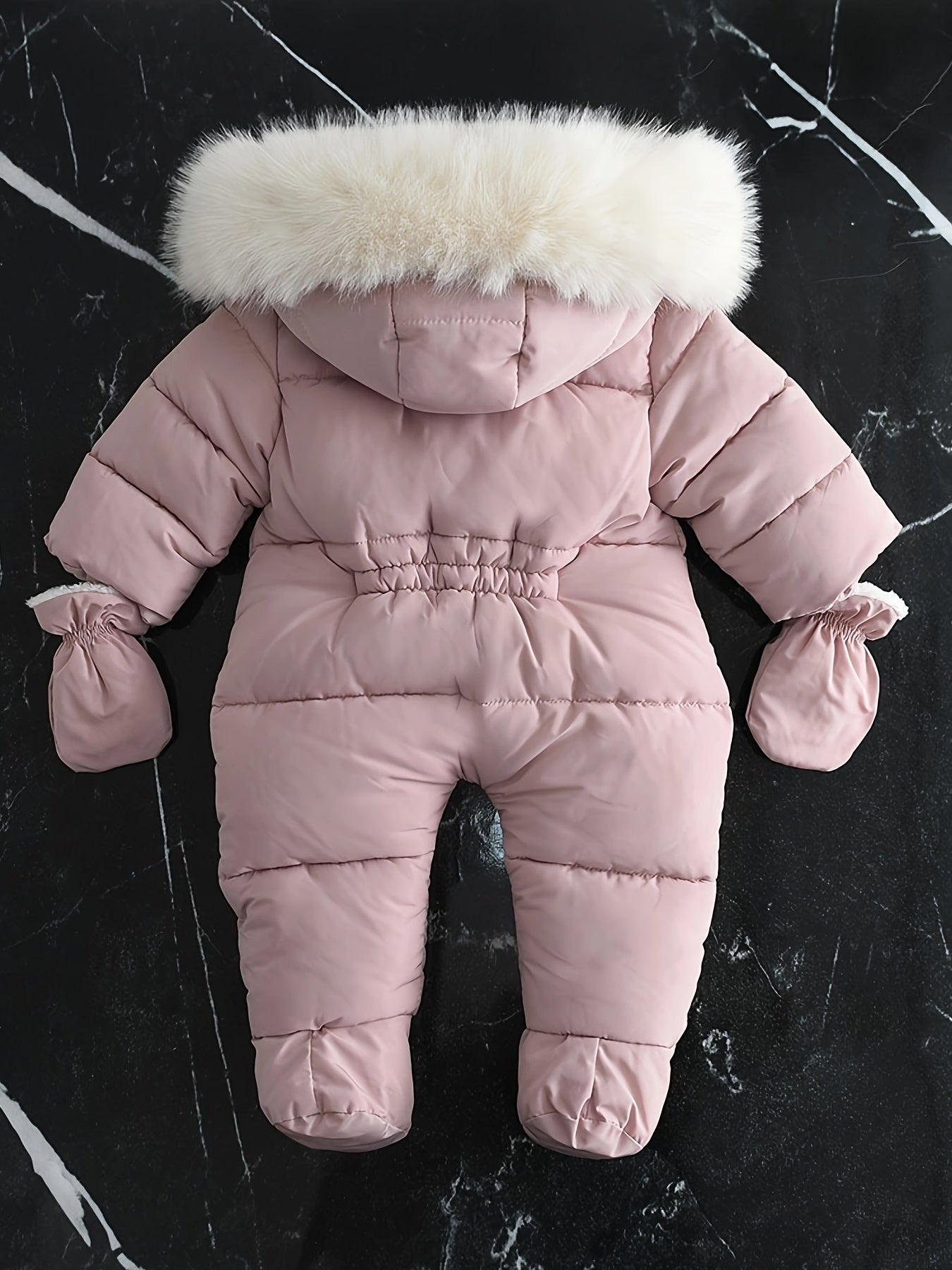 Baby Romper Polyester Cotton Padded Hooded Winter Snowsuit Grey Outdoor Newborn Pram Suit With Hand Warmers | Thomler