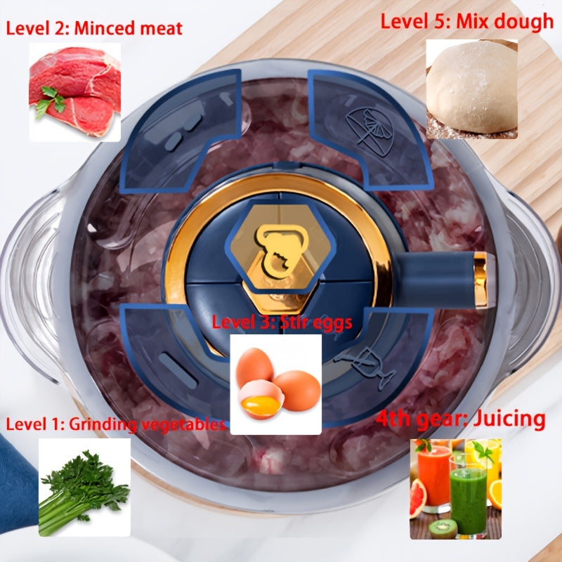 Food Processor Stainless Steel 5.0 L Blue Kitchen Meat Grinder Vegetable Chopper Herb Mincer Salad Cutter | Thomler
