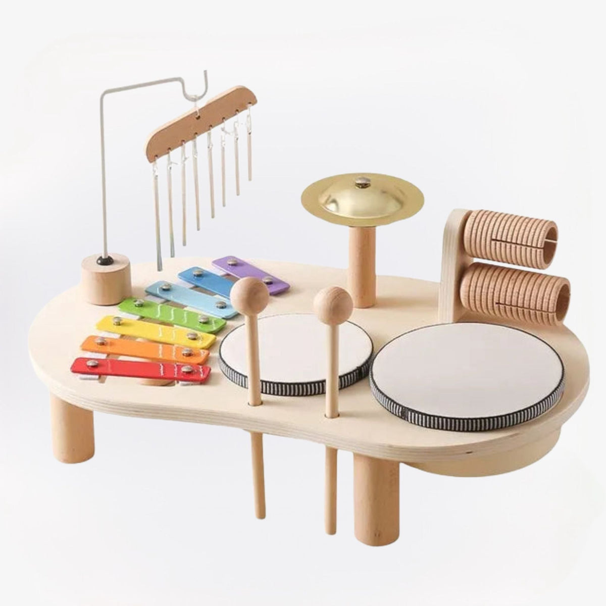 Kids Musical Activity Center – Wooden Play Station with Xylophone, Drums & Bell for Early Learning | Thomler