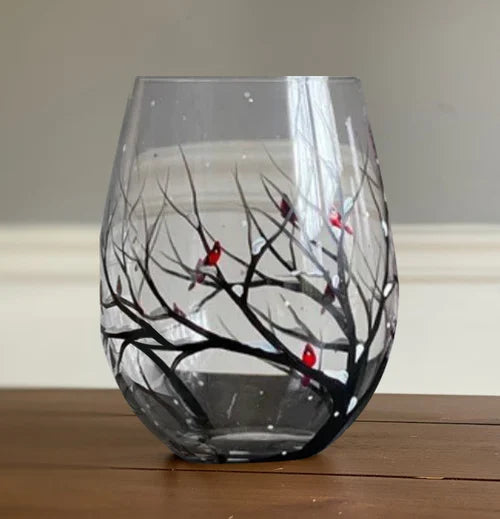 Hand-Painted Seasonal Tree Wine Glasses – Artisan Stemware with Four Seasons Design for Home & Gift | Thomler