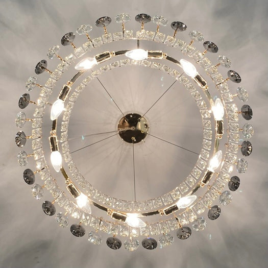 Dimmable Crystal Chandelier for Dining Room & Living Room – Adjustable Chain, Faceted Prisms, Multiple Sizes – Round & Rectangle | Thomler