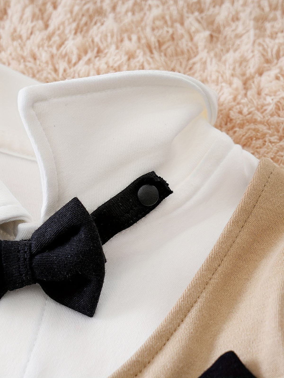 Baby Boy Formal Romper with Bow Tie | Dapper Tuxedo One-Piece Outfit for Infants & Toddlers | Cotton Gentleman Suit for Weddings | Thomler